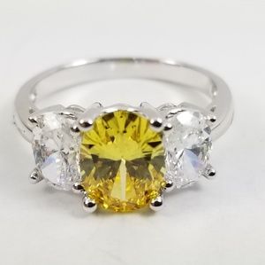 Platinum & Sterling Diamonique Fancy Yellow Ring